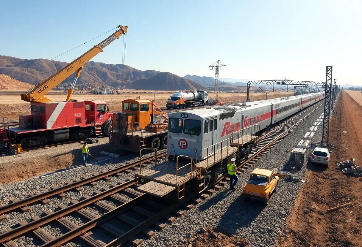 Construction site of California high-speed rail project in Central Valley