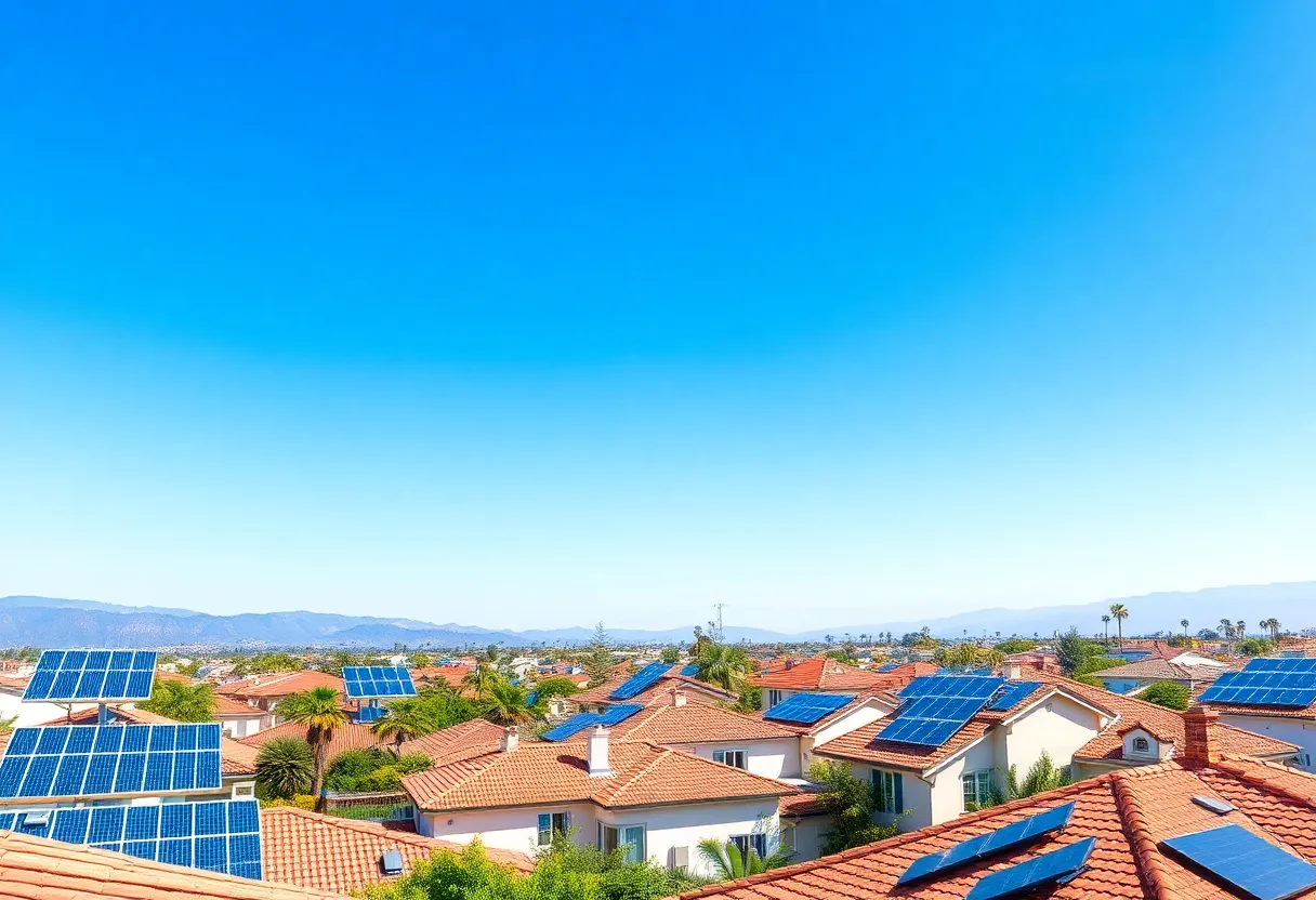 Solar panels on rooftops in California