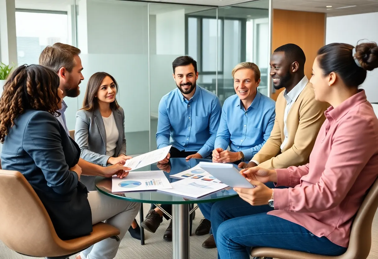 Group of people discussing health insurance in California