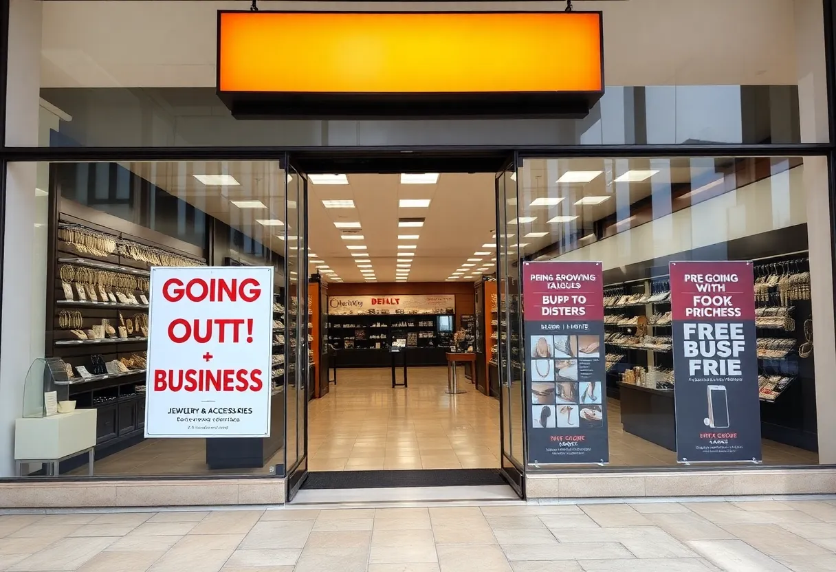 Exterior of a Claire's store with a sale sign