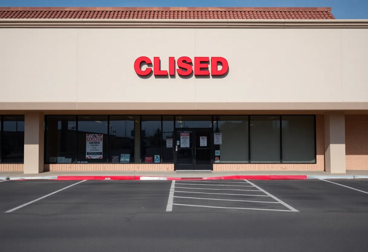 Exterior of a closed Bed Bath & Beyond store in California with a 'Closed' sign.