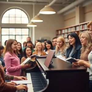 Residents participating in a community sing-along at the Coronado Public Library.