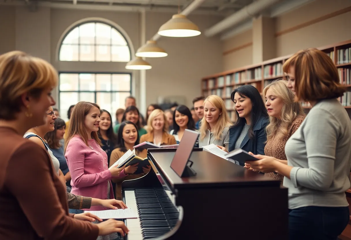 Residents participating in a community sing-along at the Coronado Public Library.