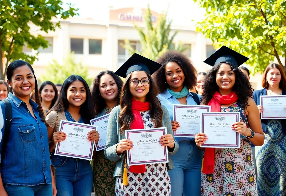 Students celebrating scholarship awards at Coronado High School