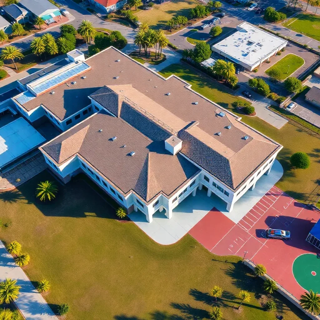 Aerial view of Coronado School District building