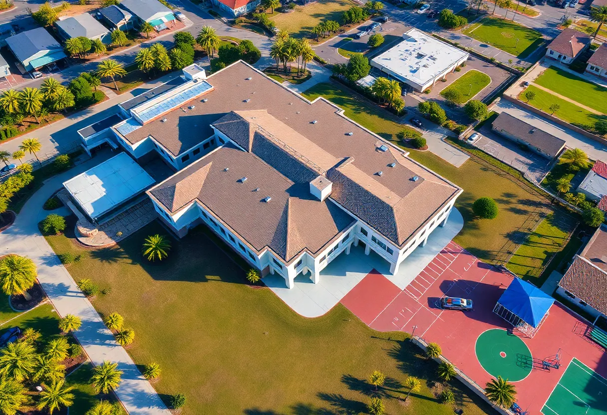 Aerial view of Coronado School District building