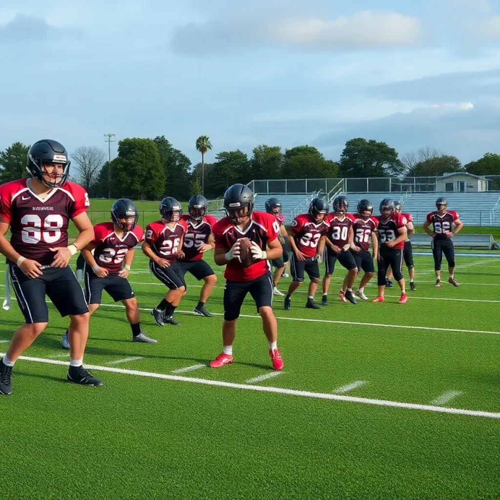 Coronado Thunderbirds football players practicing on the field
