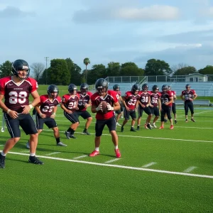 Coronado Thunderbirds football players practicing on the field
