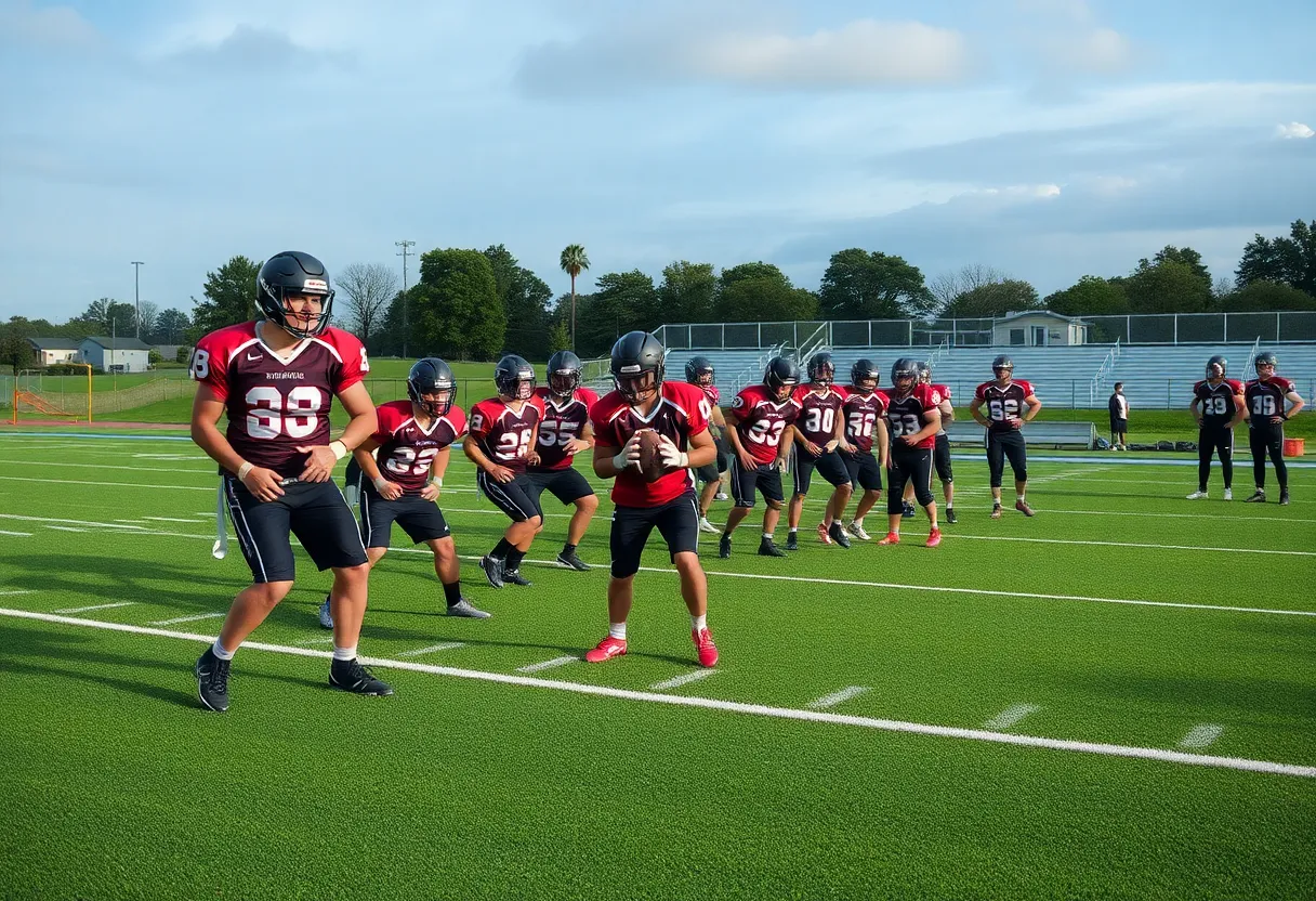 Coronado Thunderbirds football players practicing on the field