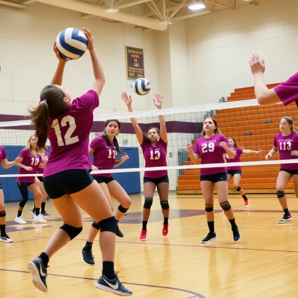 Coronado High School volleyball team playing a match
