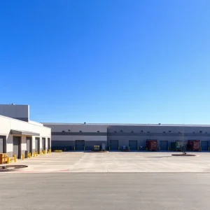 Industrial center building with loading docks in Temecula, California.