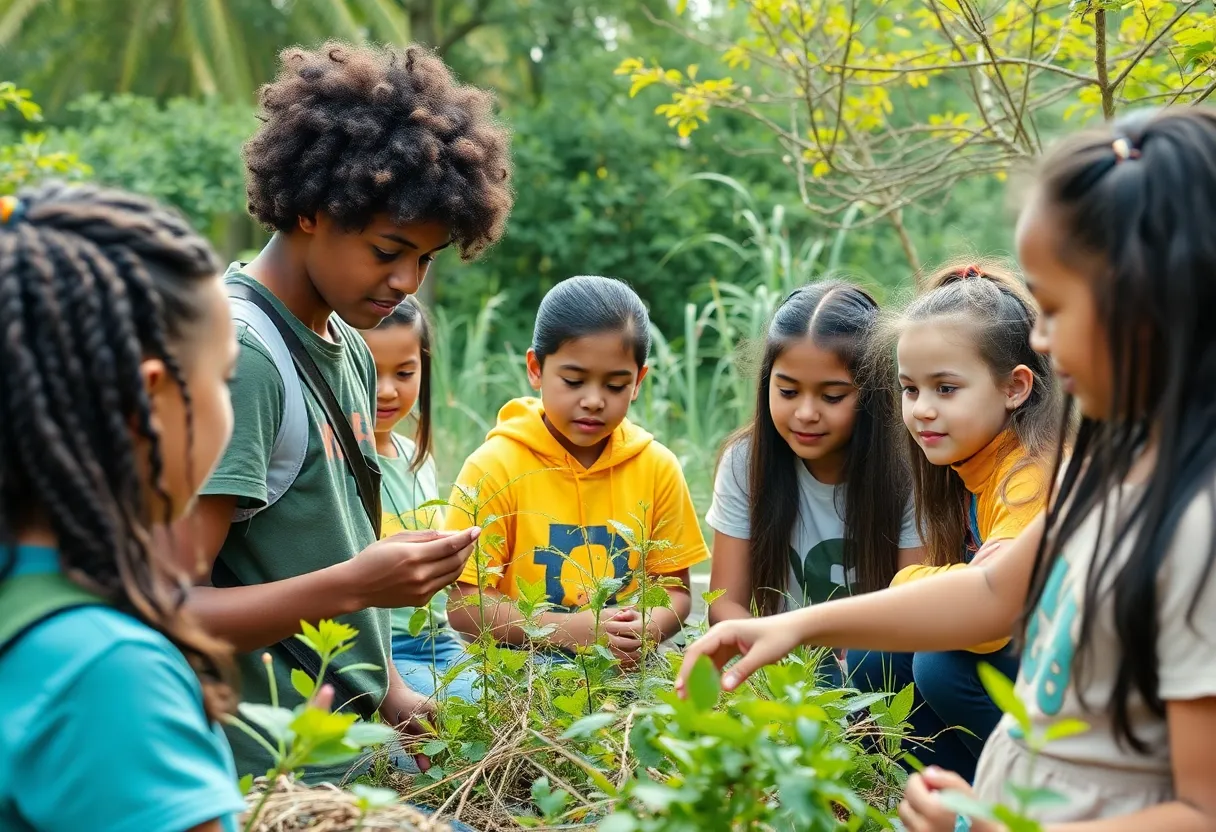 Students engaging in environmental advocacy activities.