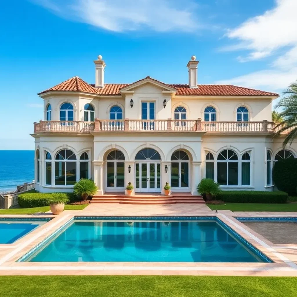 Exterior view of a luxury historic home in Coronado with ocean views