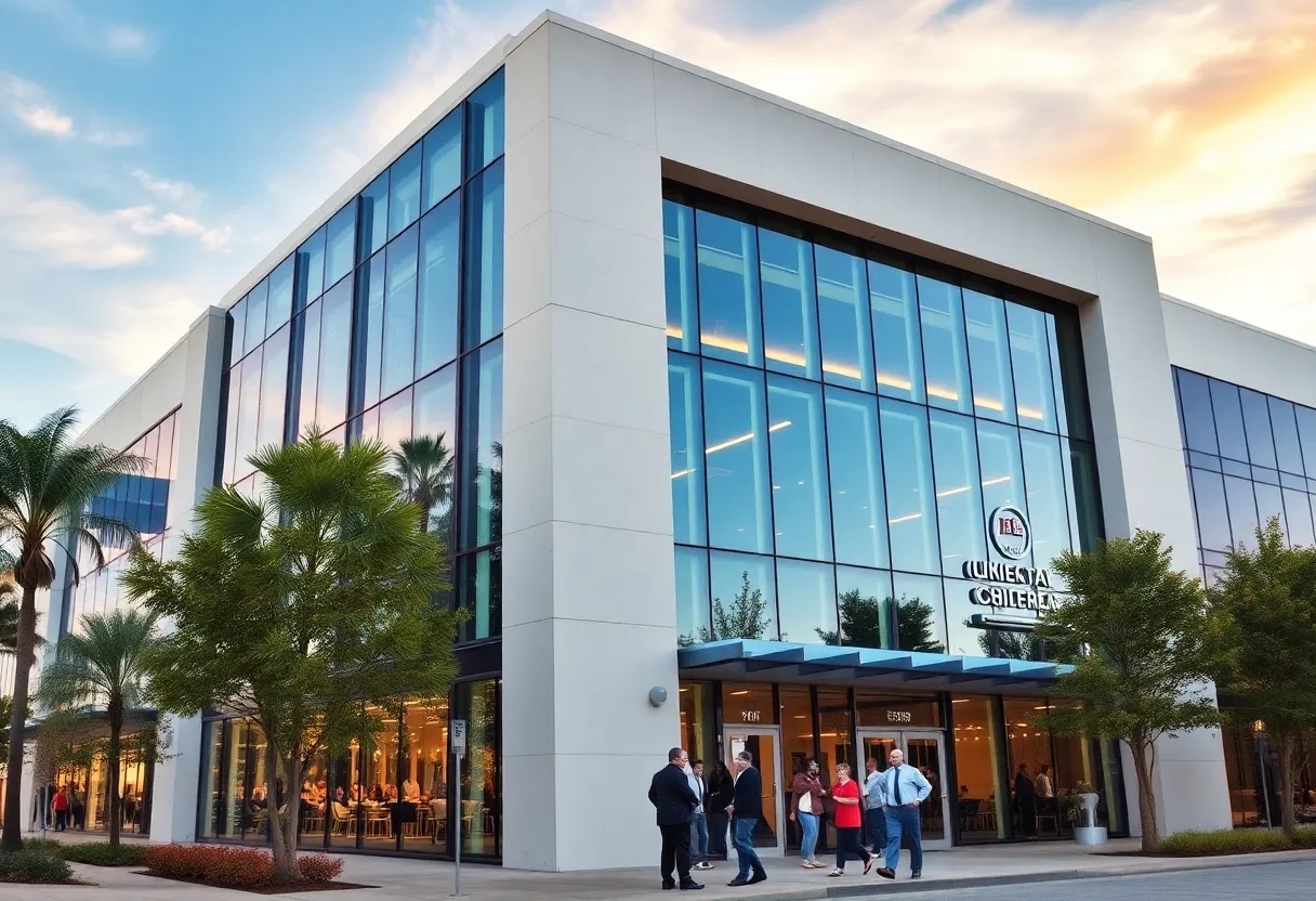 Modern office building where Hyundai signed a lease in Irvine, California.