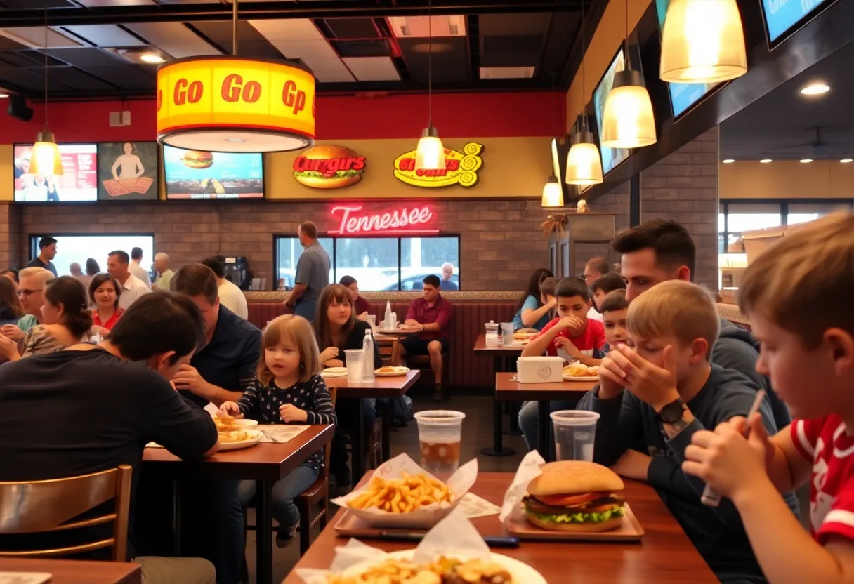 Families enjoying meals at an In-N-Out Burger in Tennessee