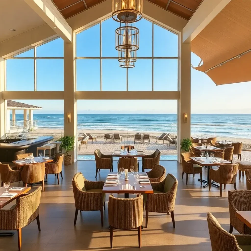 Interior view of Mastro's Ocean Club in San Diego with ocean views