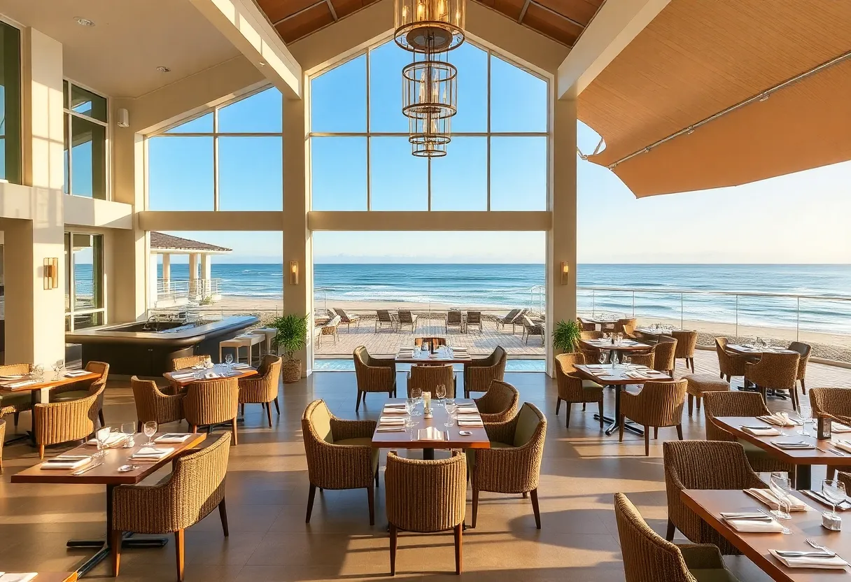 Interior view of Mastro's Ocean Club in San Diego with ocean views