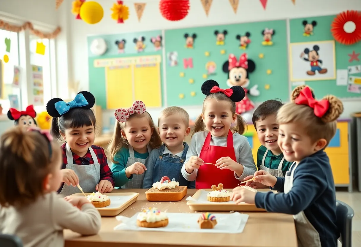 Children engaged in a Disney-themed baking class at Coronado.