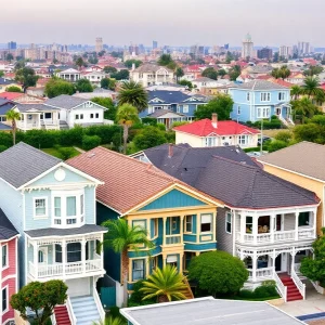 A view of San Diego homes with a focus on residential neighborhoods.