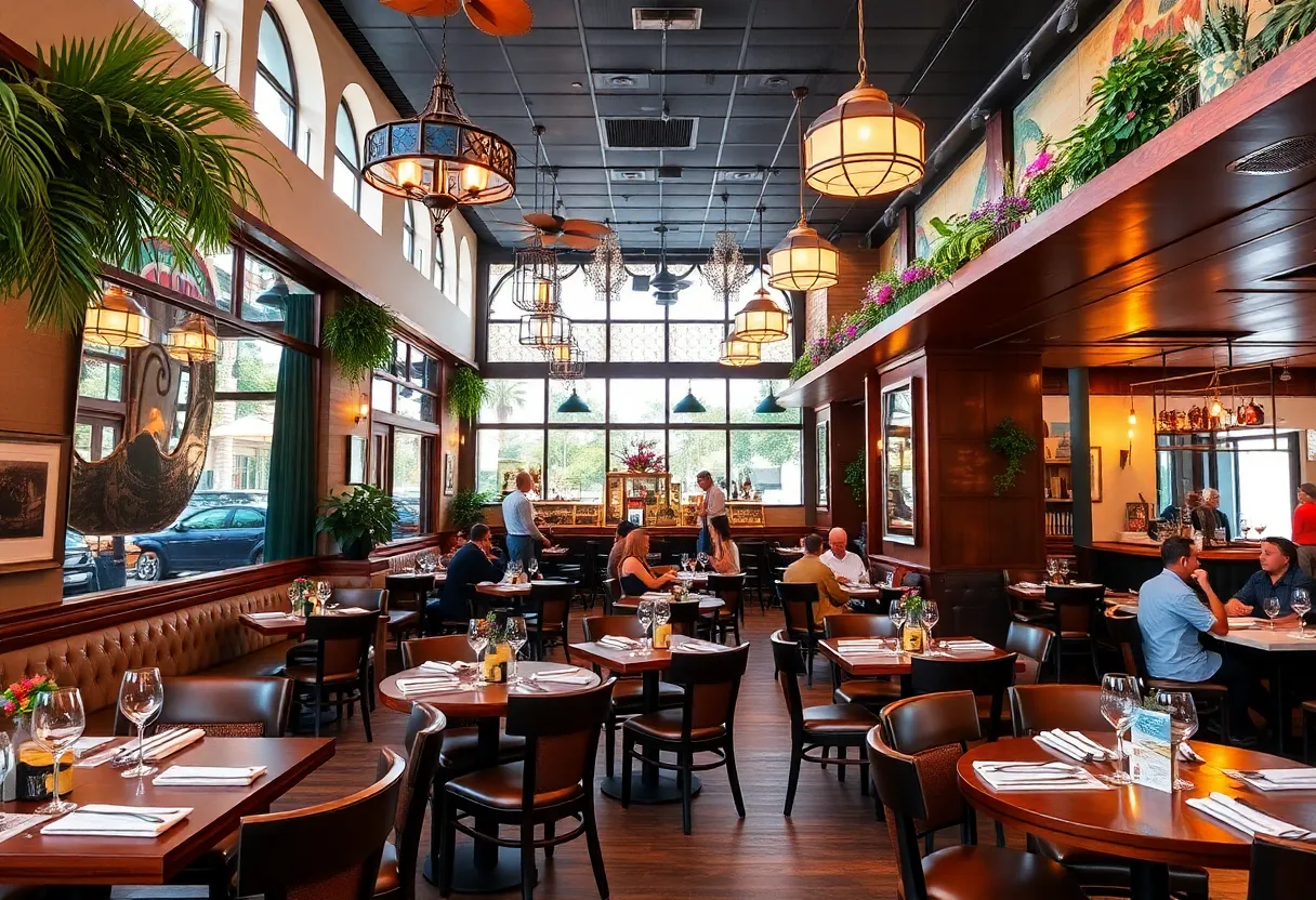 A collage of new restaurants in San Diego with various dishes and dining settings.