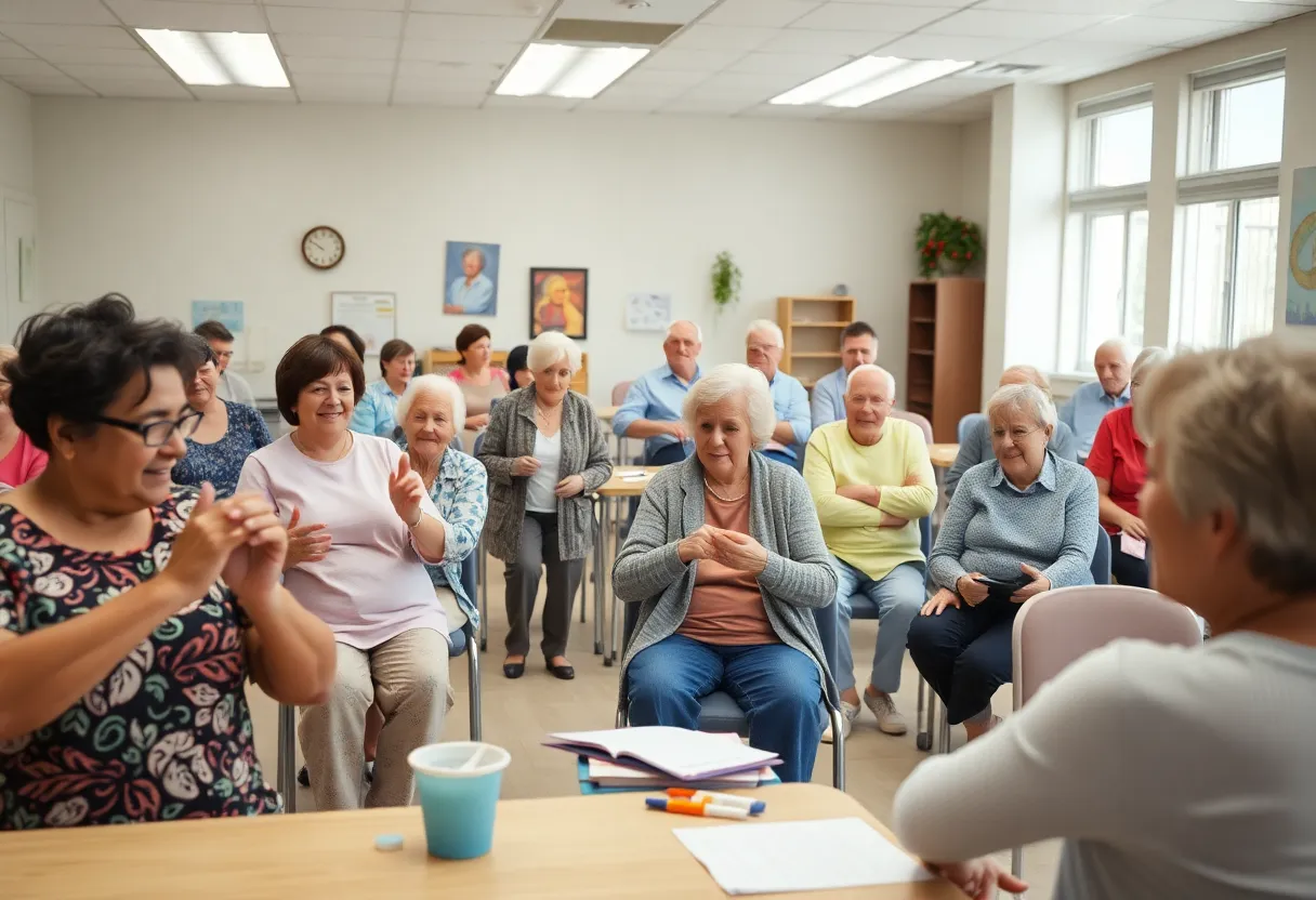 Seniors participating in classes at Spreckels Center.