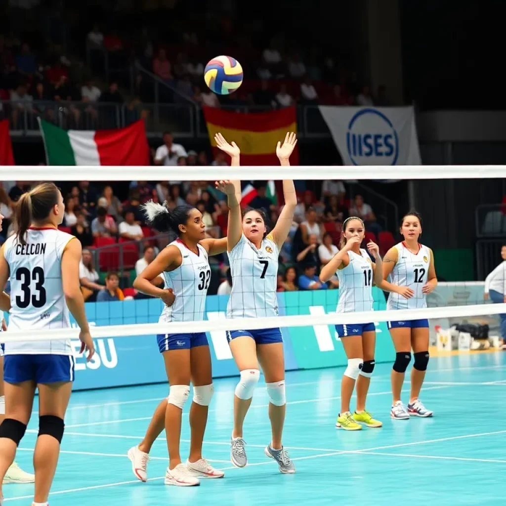 USD volleyball team competing at World University Games in Berlin