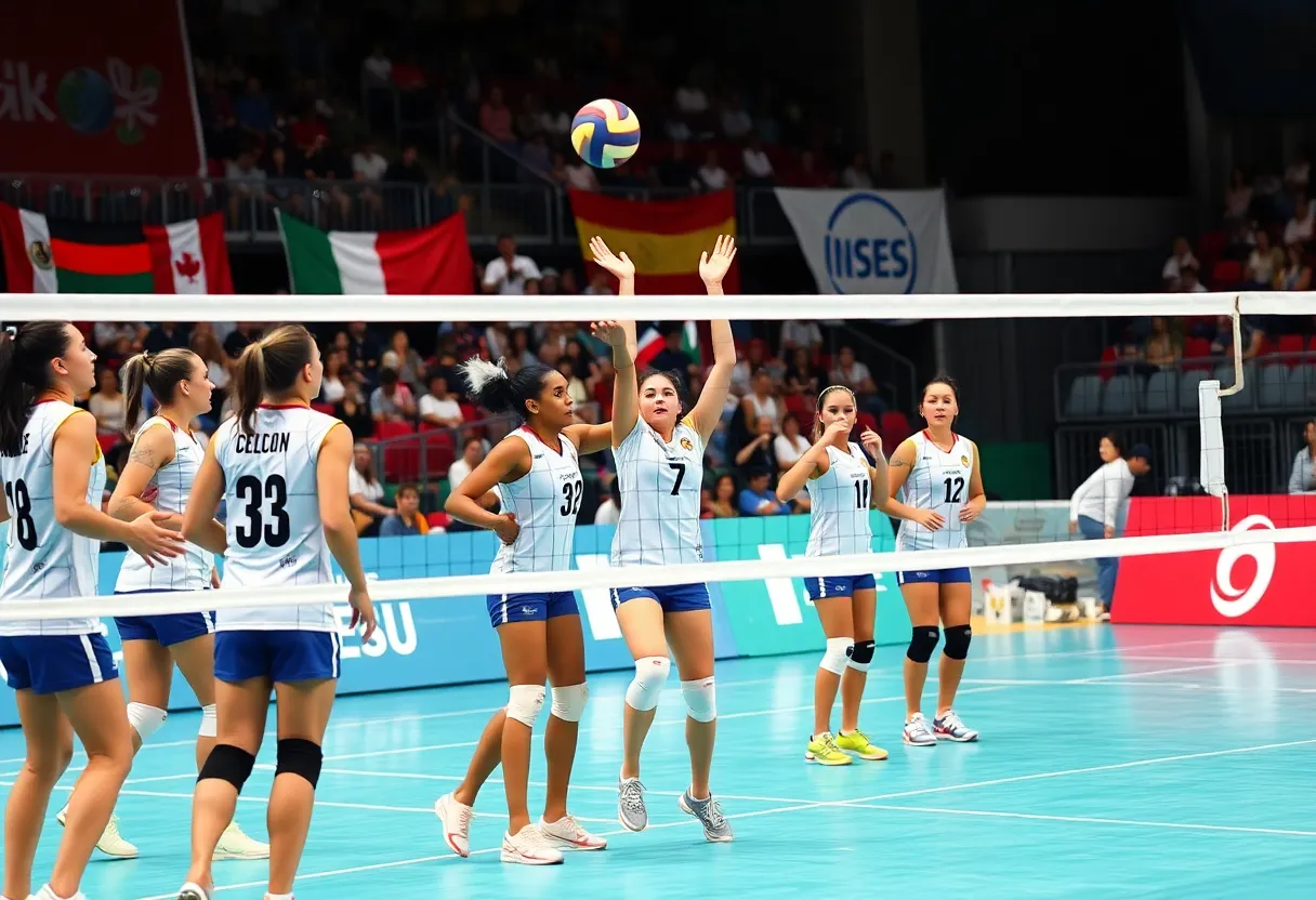 USD volleyball team competing at World University Games in Berlin