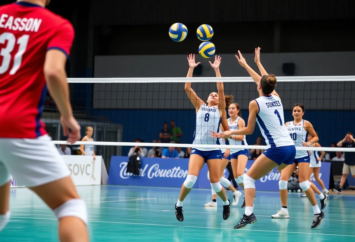 University of San Diego volleyball team competing at the World University Games.