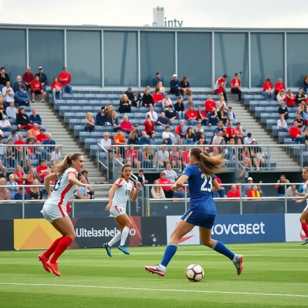 USD women’s soccer team competing in a match