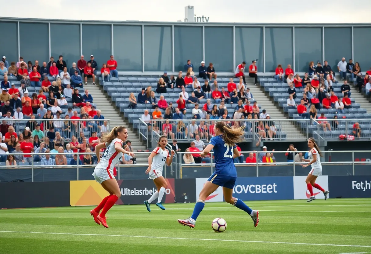 USD women’s soccer team competing in a match