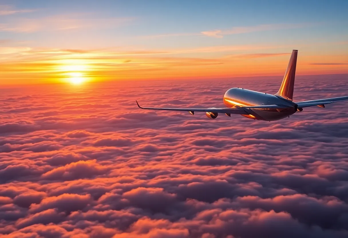 Airplane flying in the sky