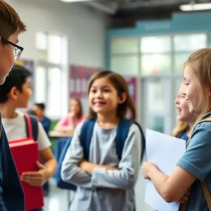 Students engaging positively in a classroom to promote kindness