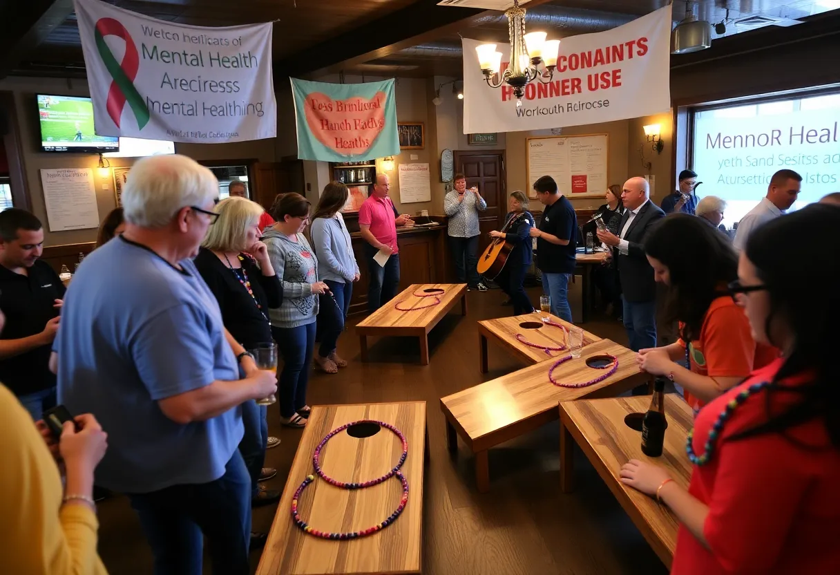 Community members participating in the Cade’s Day cornhole fundraiser.