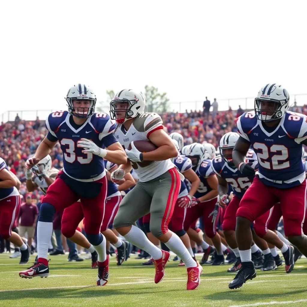 Cal Poly Mustang football team playing against the University of San Diego