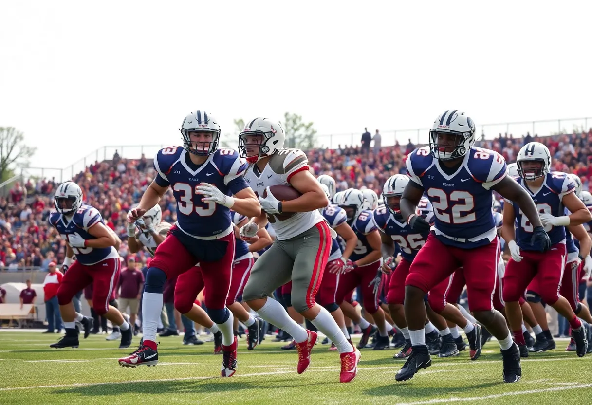 Cal Poly Mustang football team playing against the University of San Diego