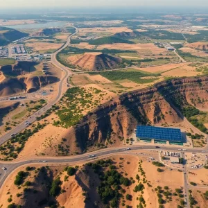 Aerial view of sustainable energy projects in California