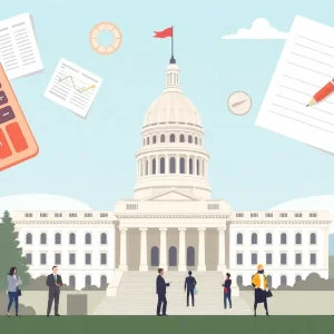 California State Capitol with accounting symbols