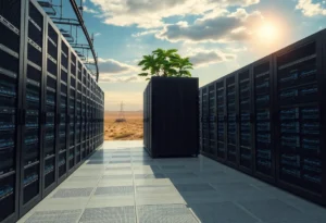 Data center with servers and cooling systems in California