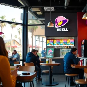 Taco Bell café with coffee and food in California