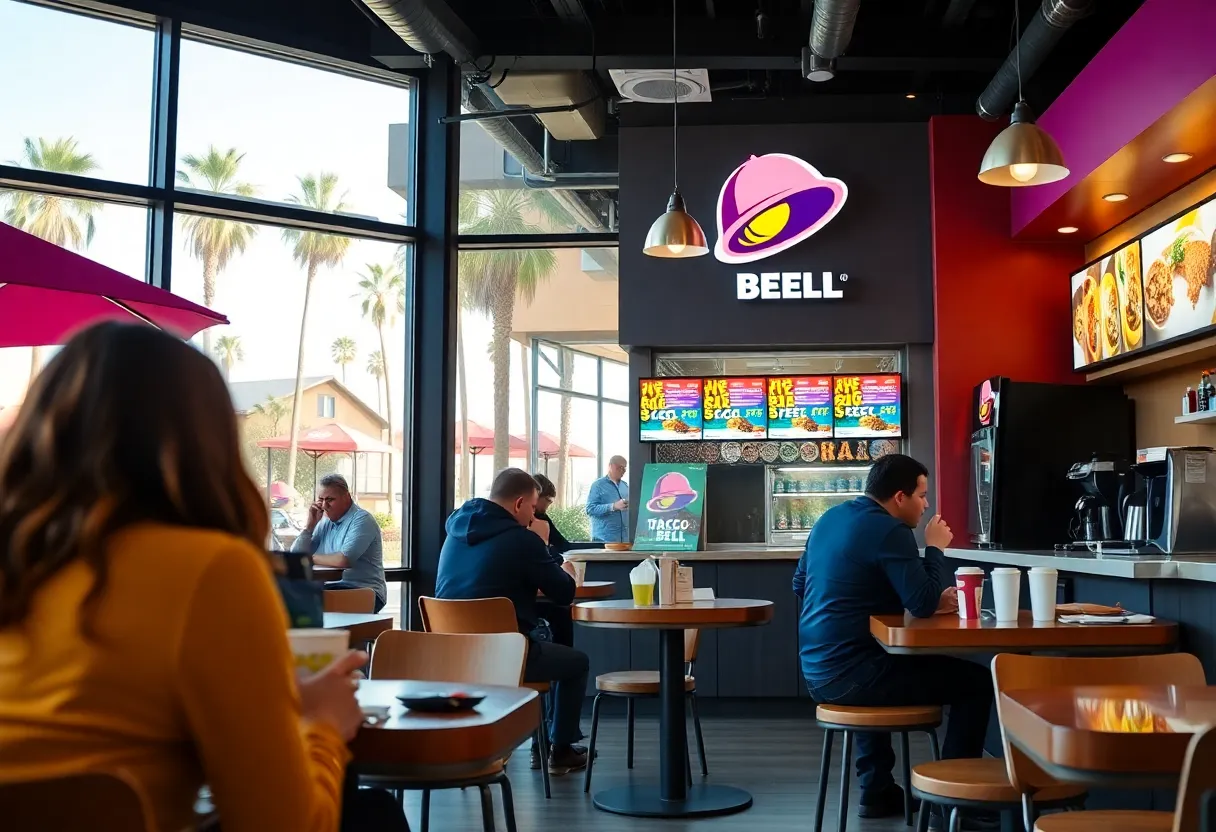 Taco Bell café with coffee and food in California