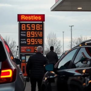 Gas station with rising prices in California