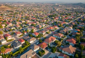 Aerial view of a California neighborhood highlighting insurance reform impacts.