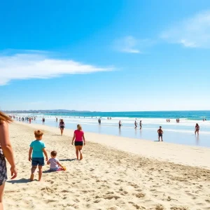 Families enjoying clean Coronado beach