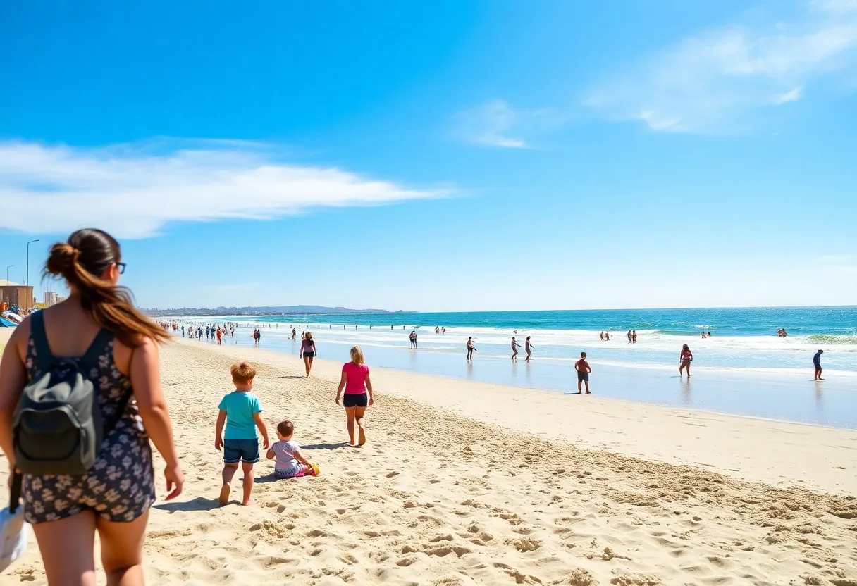 Families enjoying clean Coronado beach