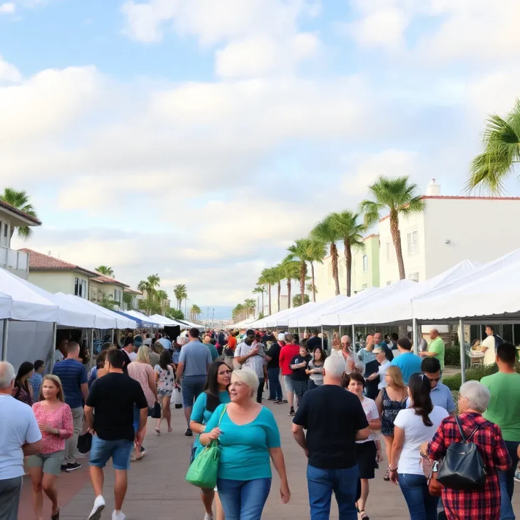Residents enjoying community events in Coronado under partly cloudy skies