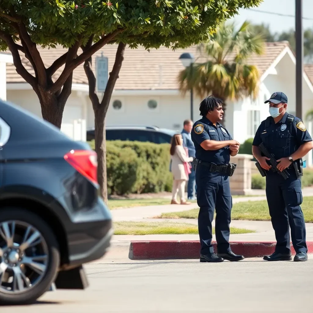 Community members in Coronado interact with police officers.