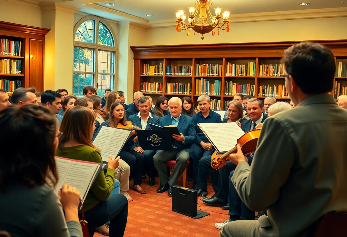 Concert audience at Coronado Public Library enjoying a violist performance