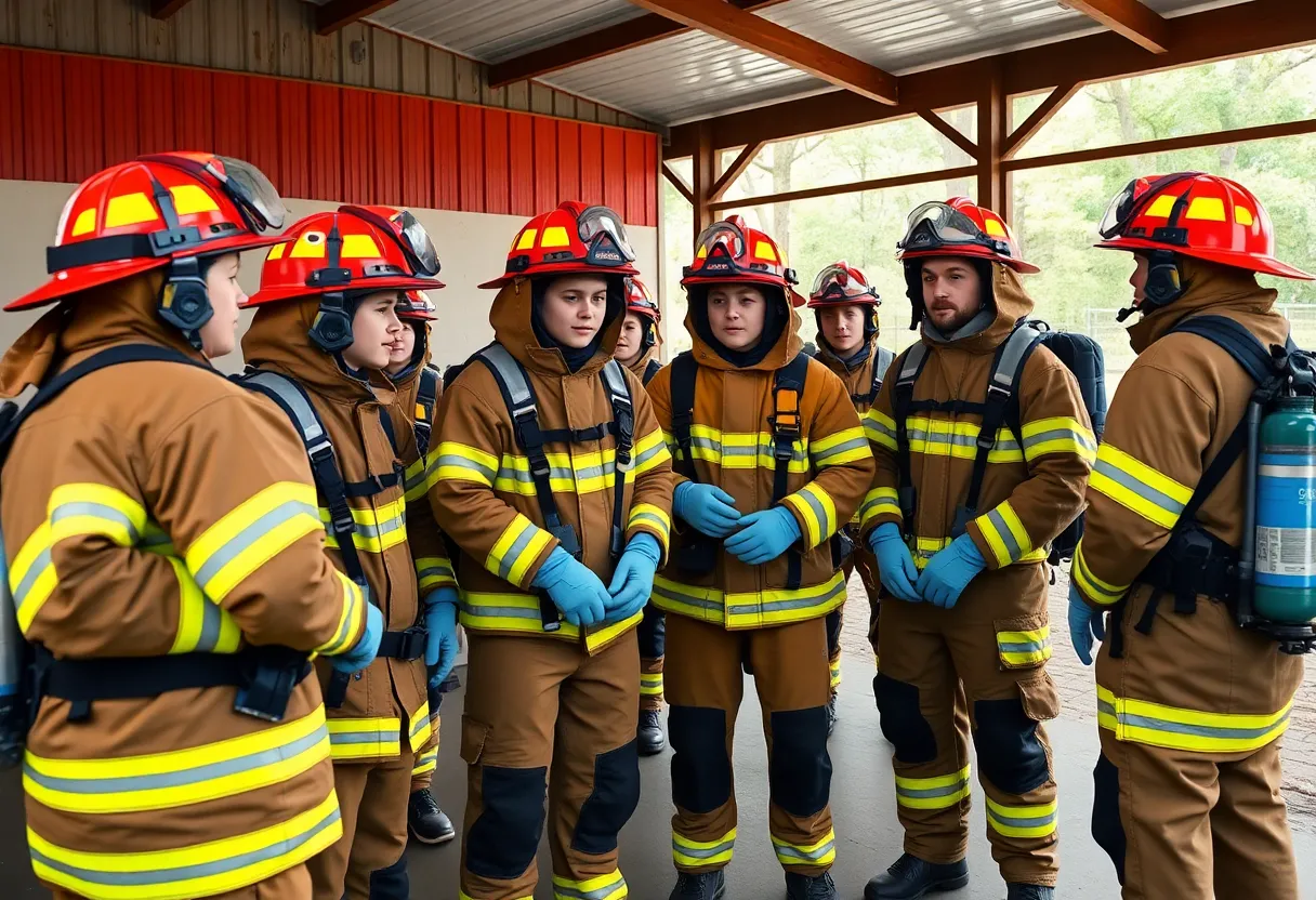 Students training in firefighting at Coronado High School