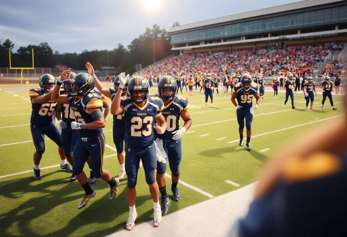Coronado High School football team celebrating a win on the field