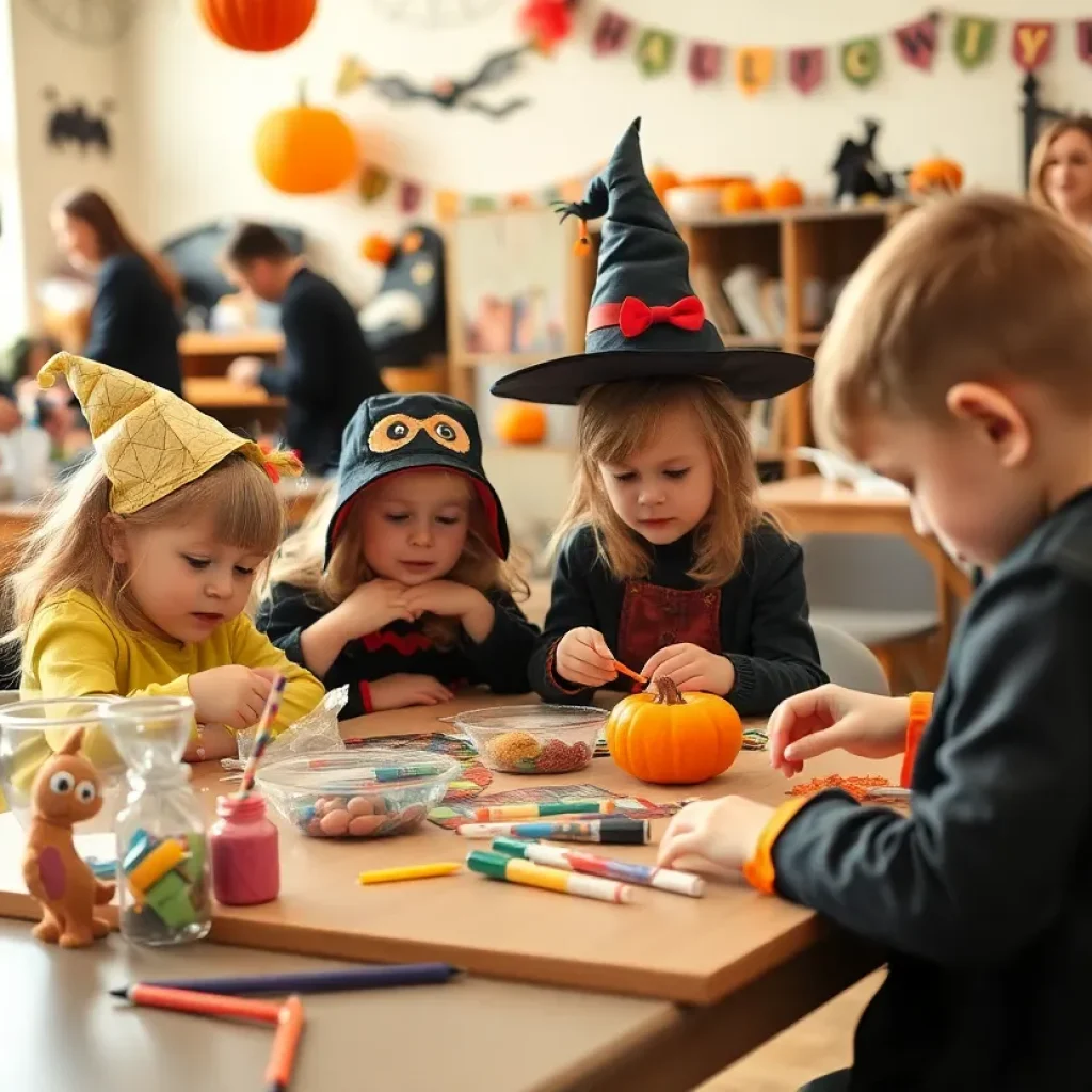 Children participating in Halloween activities at Coronado workshops